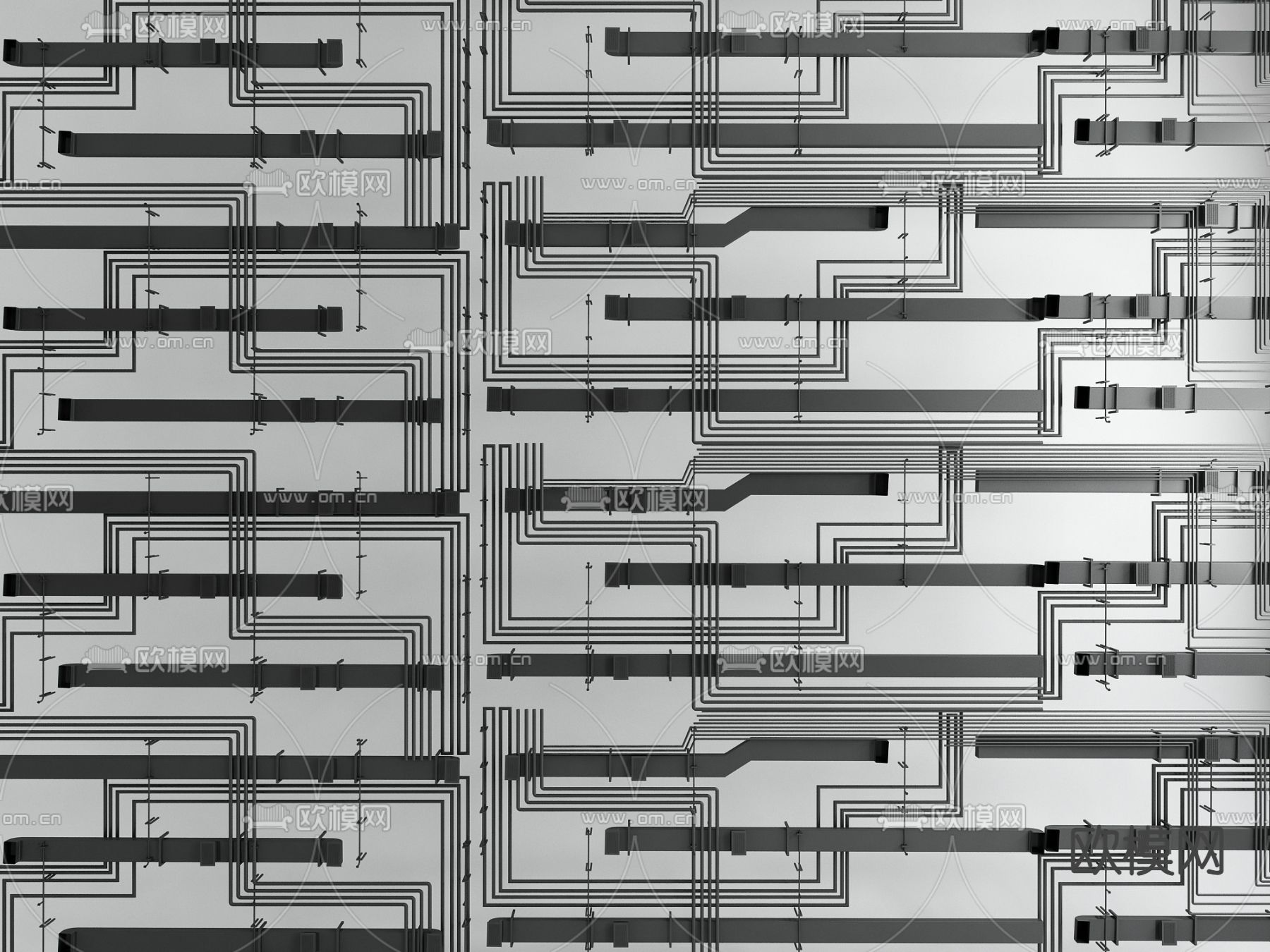工业风管道 吊顶3d模型下载