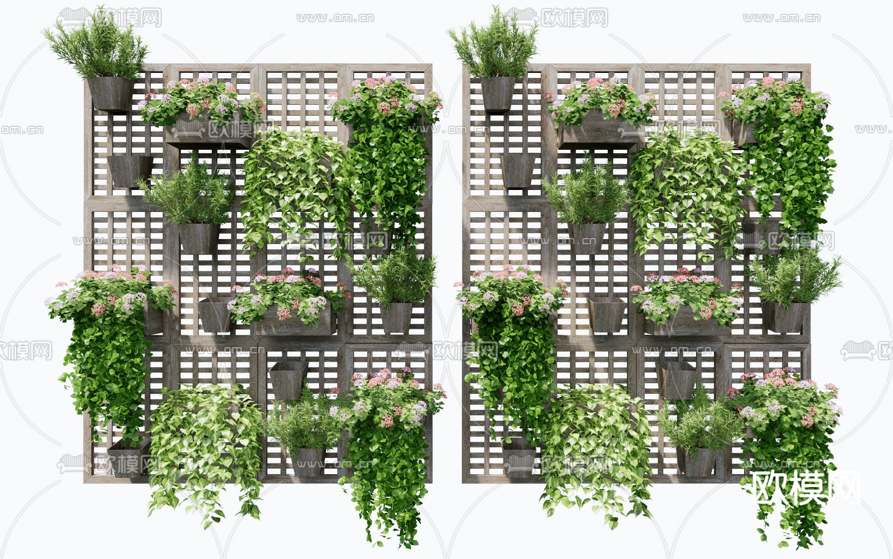 绿植屏风隔断 植物墙su模型下载（渲染图1）