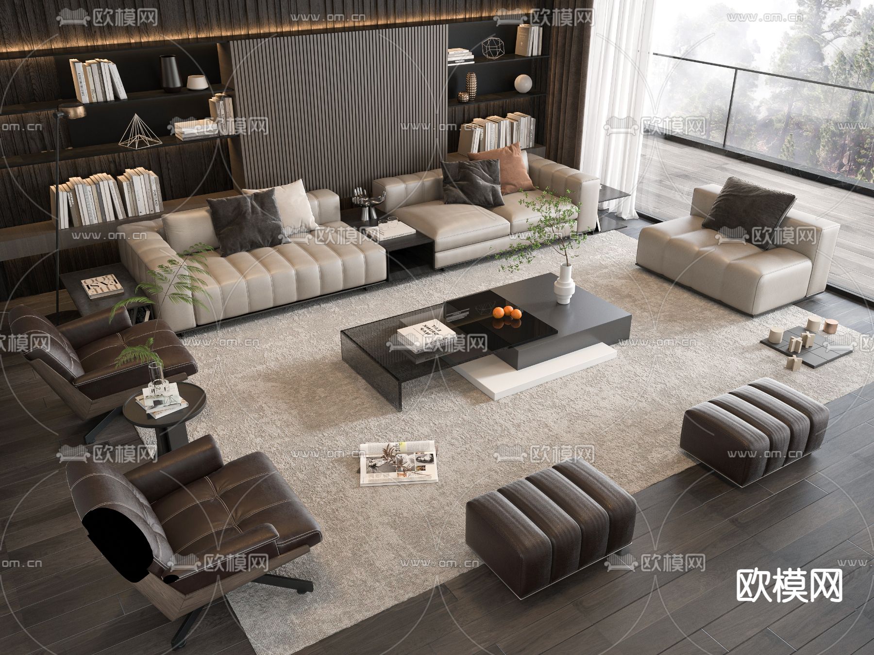 Minotti 组合沙发su模型下载（渲染图1）
