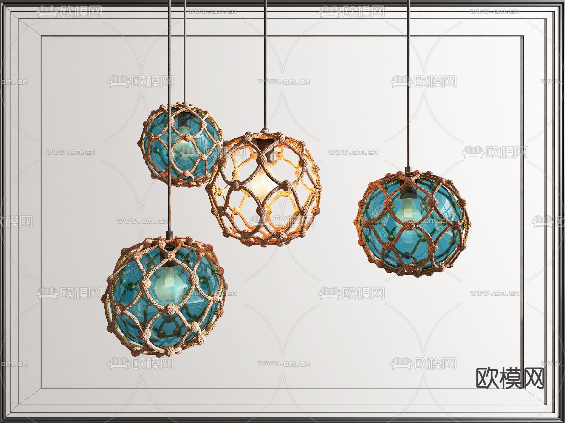 东南亚吊灯 编织吊灯3d模型下载