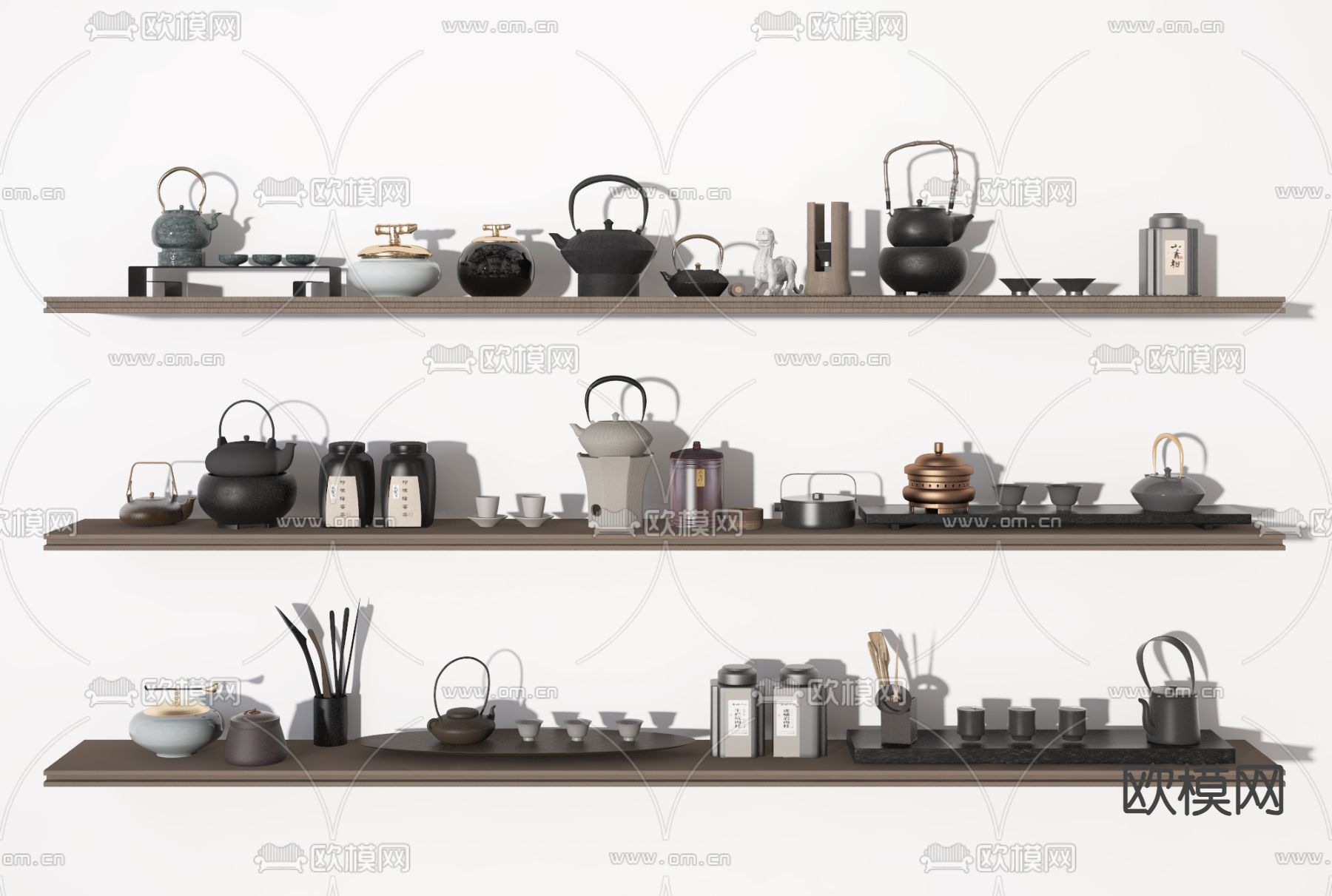 现代茶具 茶叶 茶壶su模型下载（渲染图1）