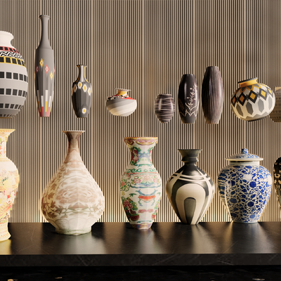  陶瓷器皿花瓶su模型 