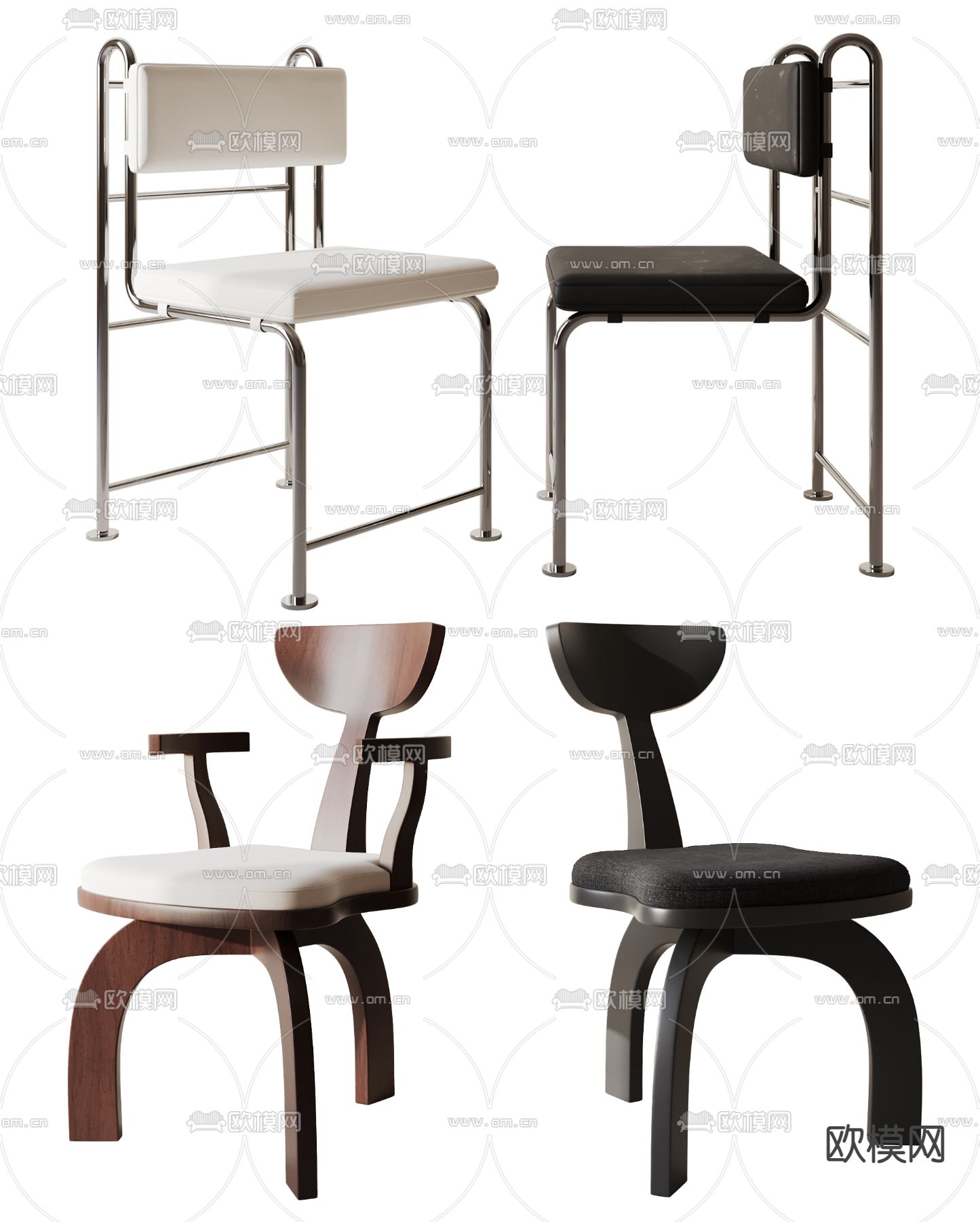 中古风餐椅 椅子su模型下载（渲染图2）