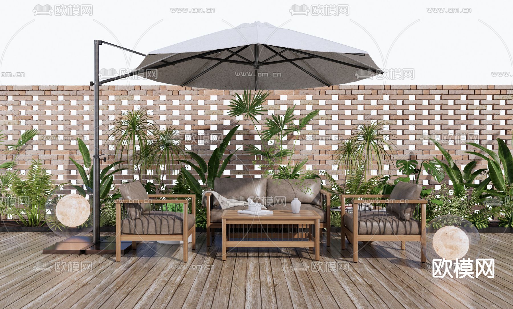 户外沙发 遮阳伞3d模型下载
