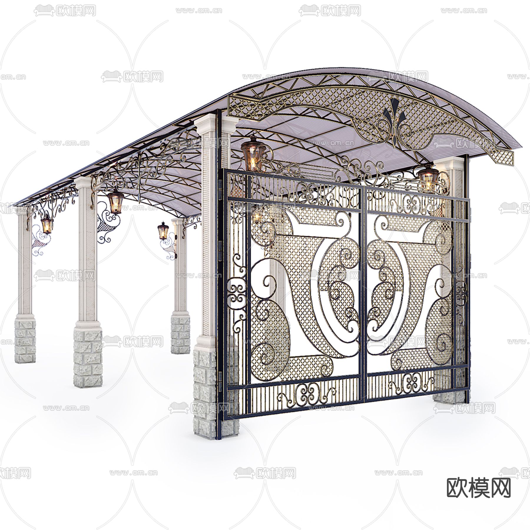 欧式停车棚 自行车棚3d模型下载