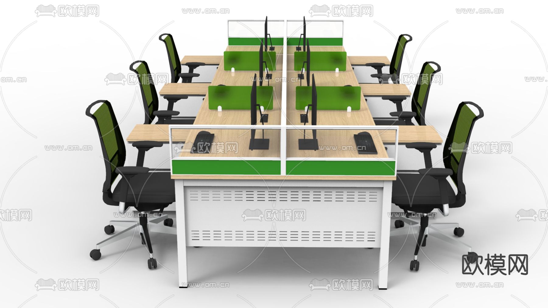 屏风卡位su模型下载（渲染图2）