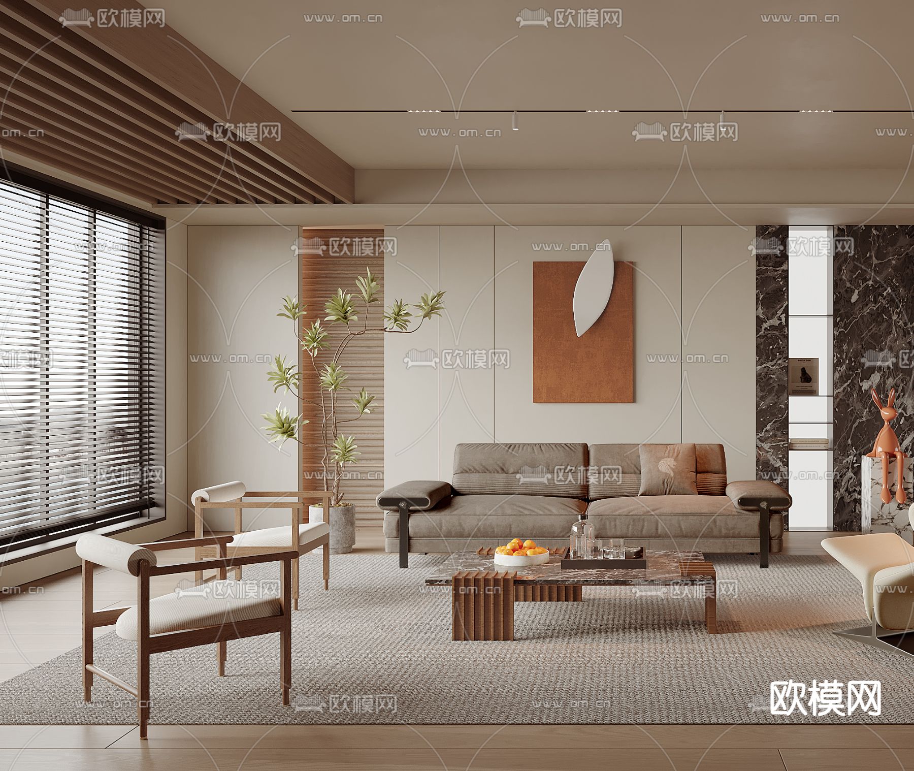 北欧客厅3d模型下载（渲染图2）