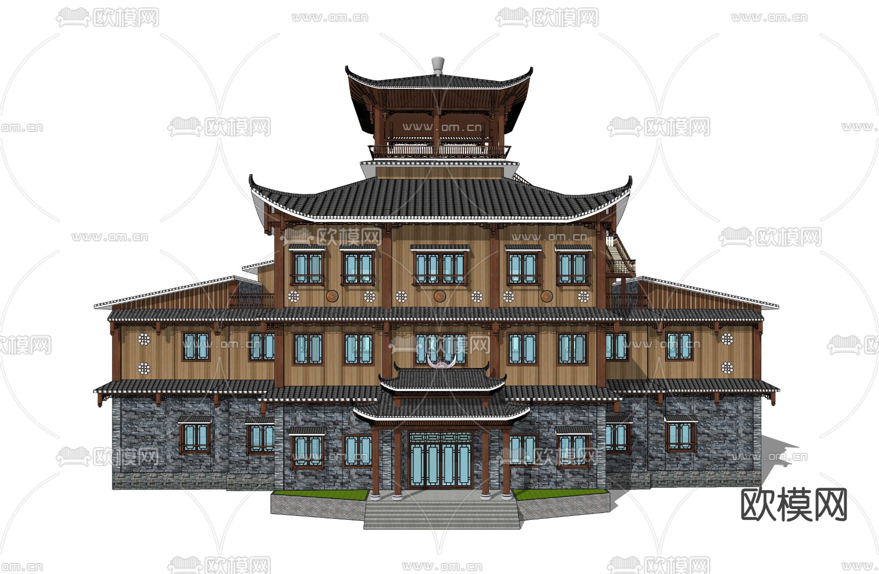 苗族风情建筑su模型下载（渲染图1）