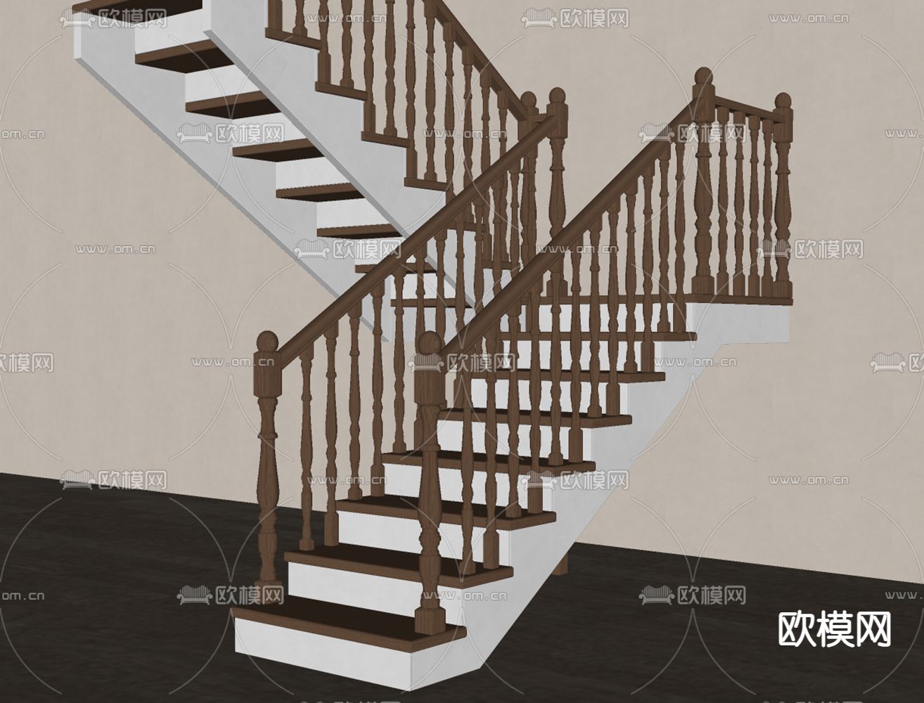 美式扶手楼梯su模型