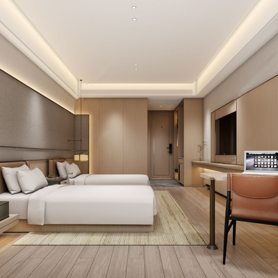  新中式酒店客房su模型 