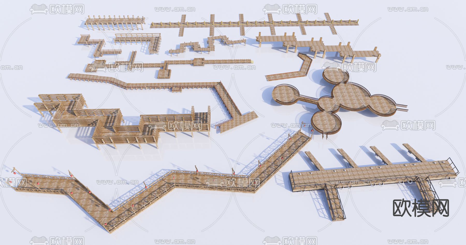 现代栈道 栈桥su模型