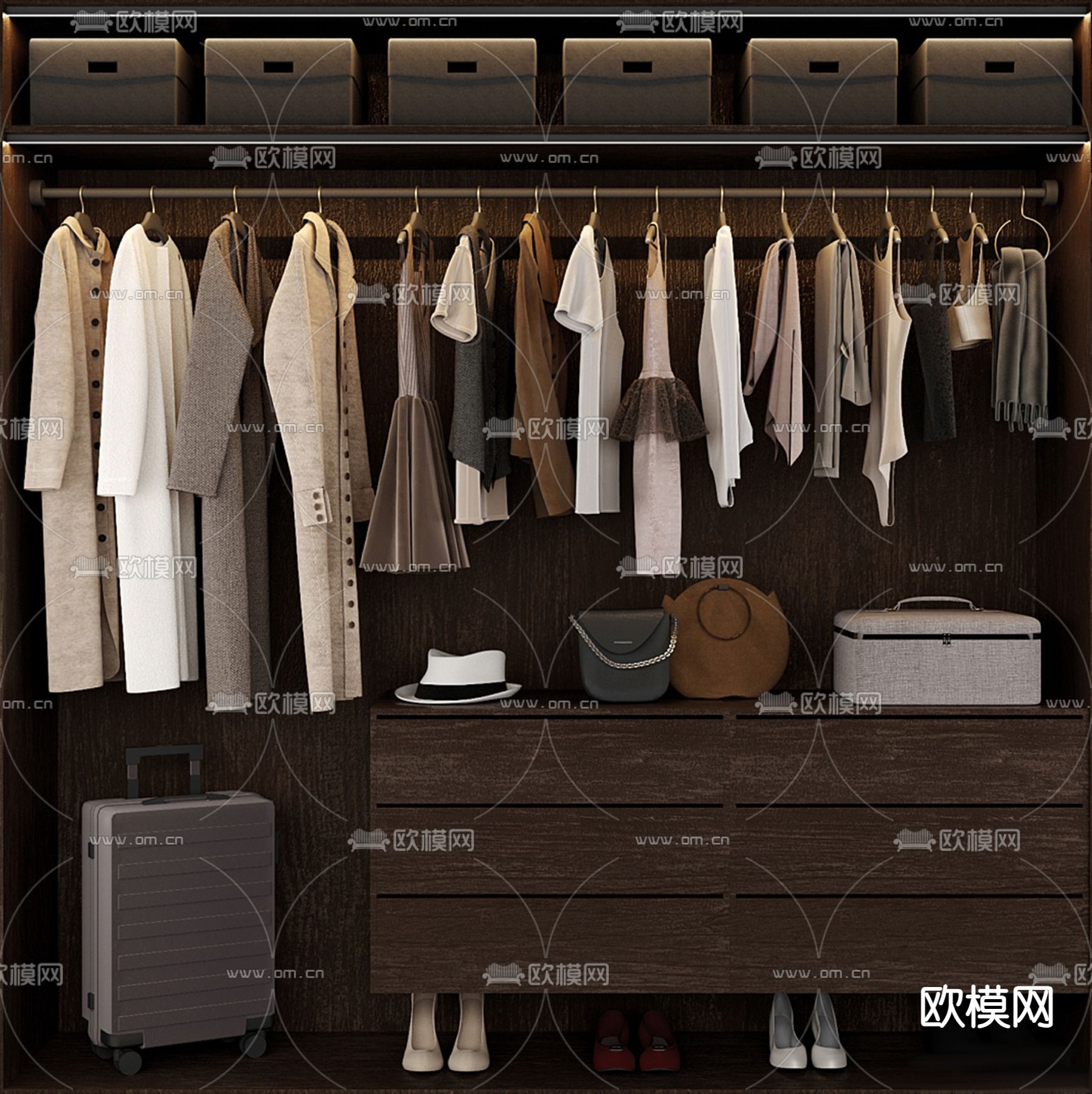 玻璃衣柜 衣橱3d模型下载（渲染图2）