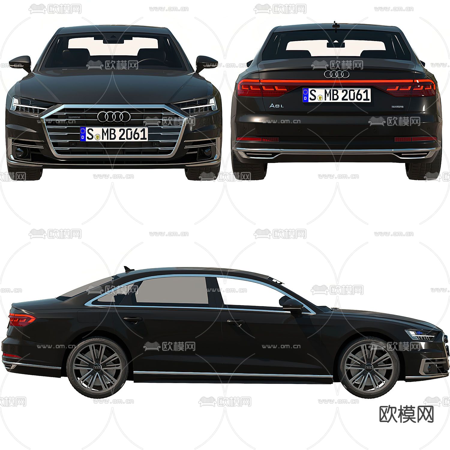 奥迪汽车 轿车3d模型下载（渲染图1）