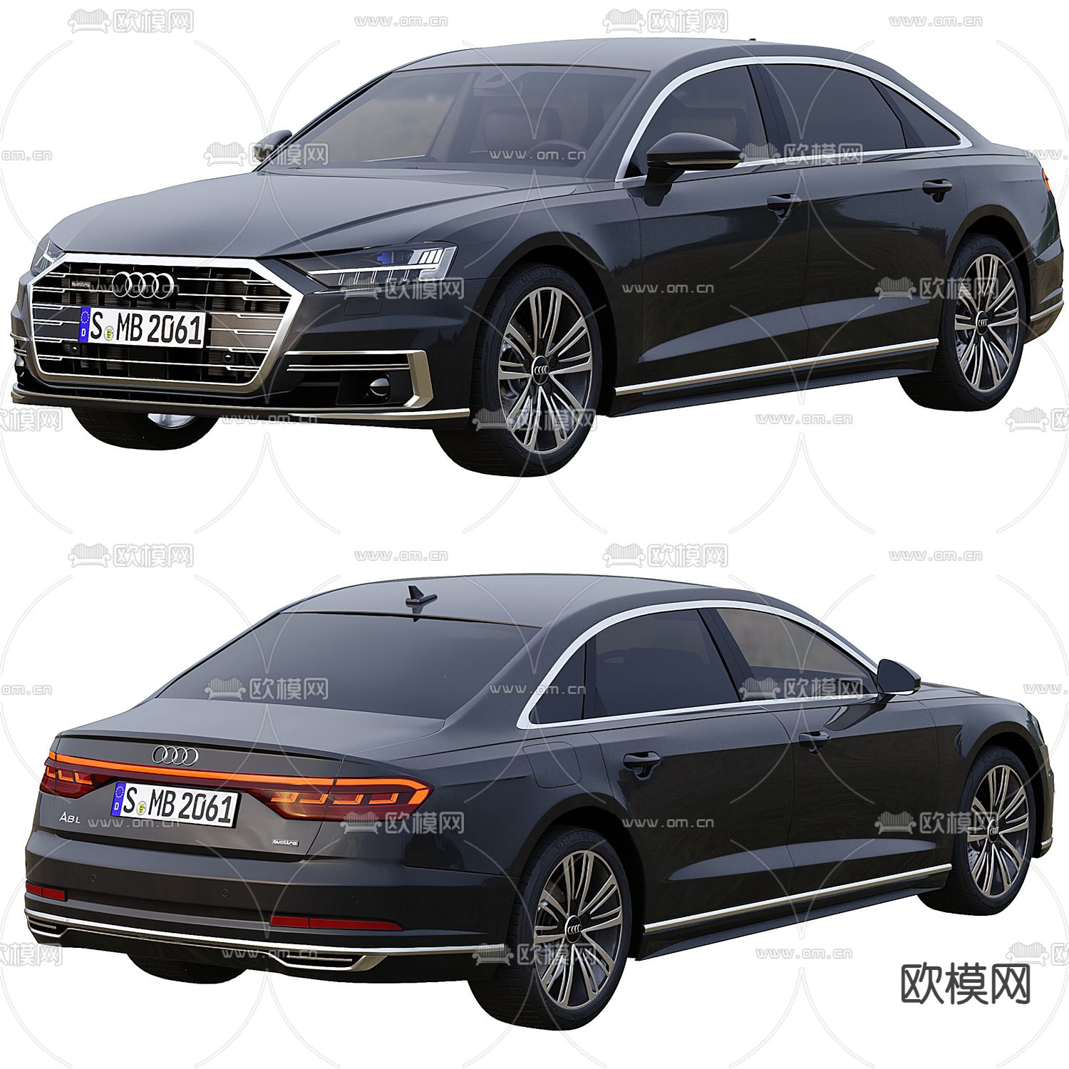 奥迪汽车 轿车3d模型下载（渲染图2）