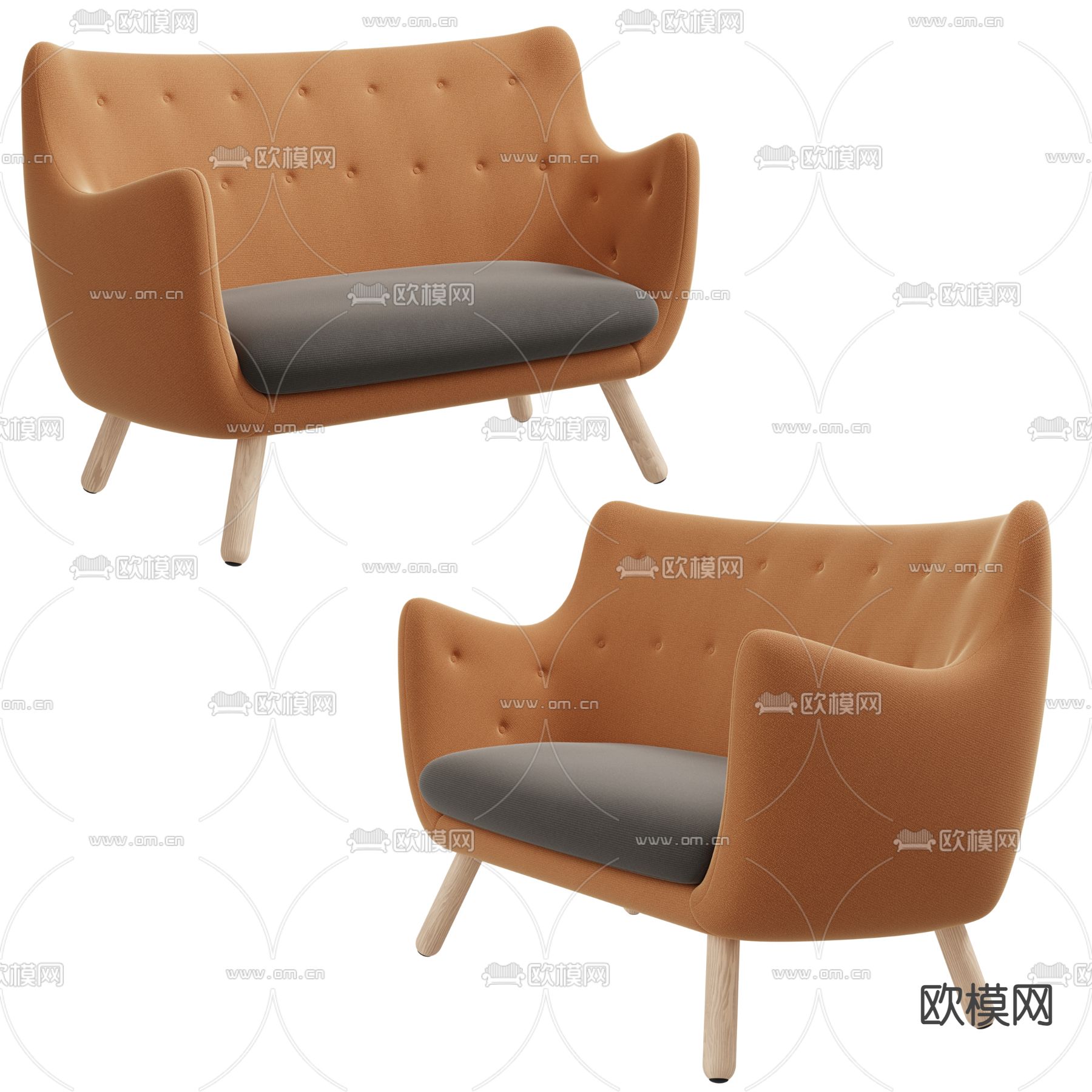 北欧休闲沙发3d模型下载