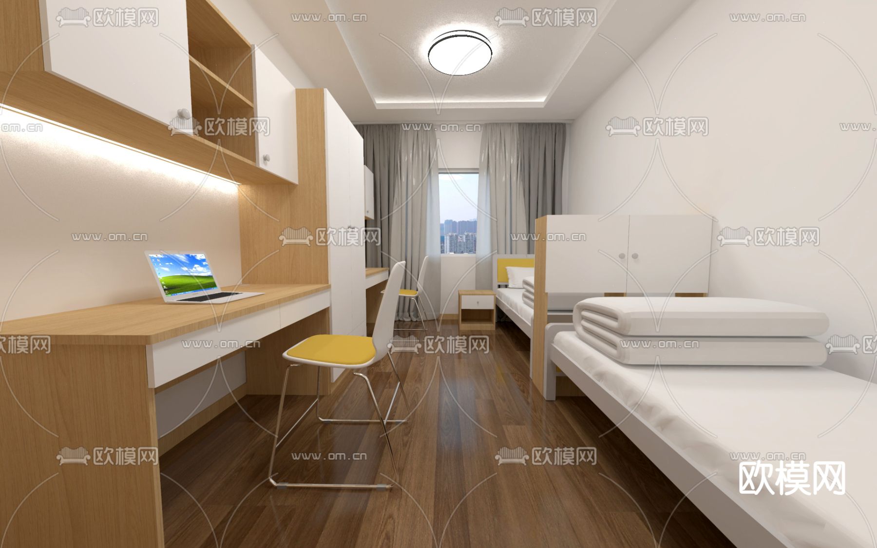 公寓 双人间su模型下载（渲染图1）