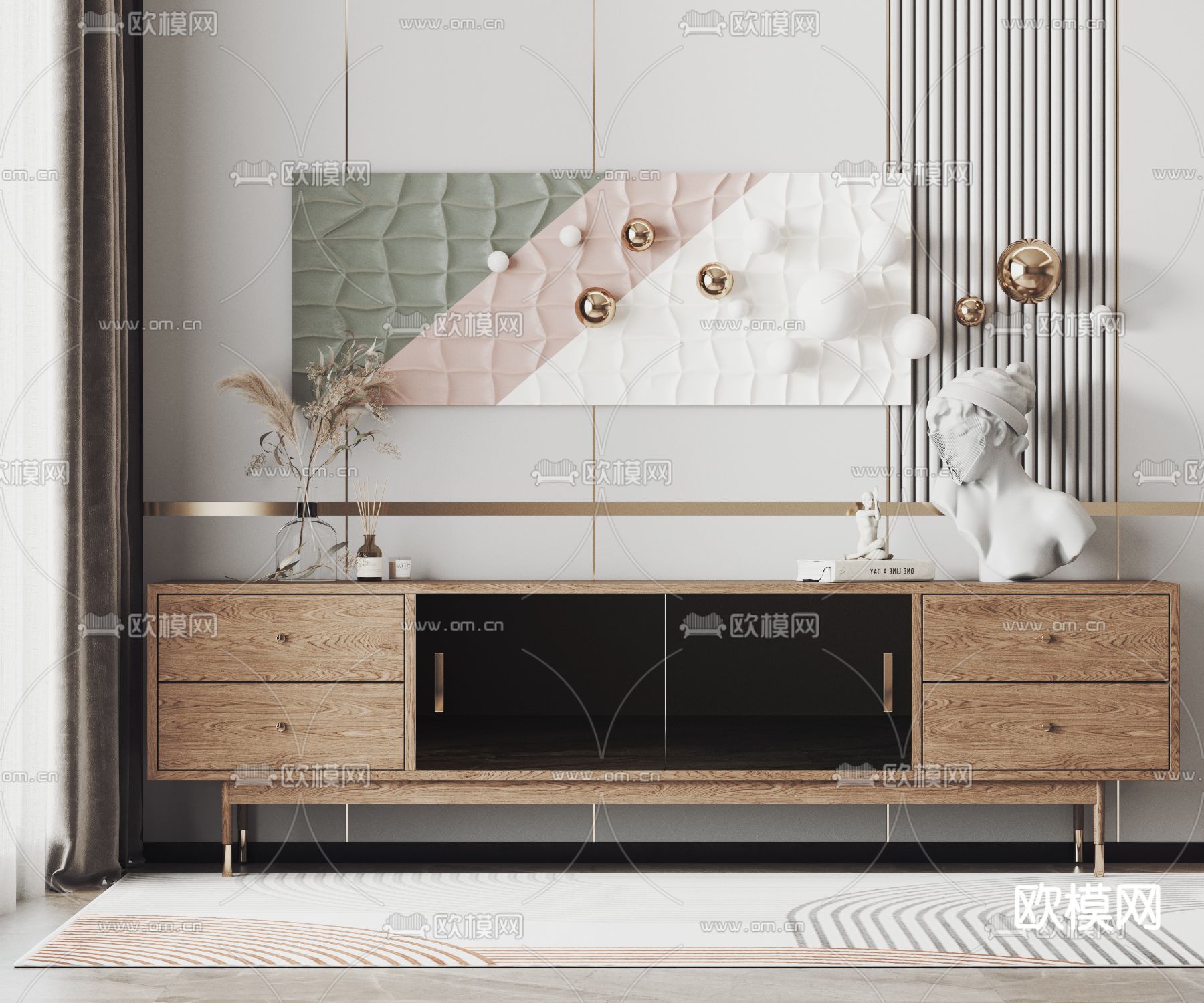 北欧电视柜3d模型下载