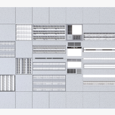  现代格栅灯 浴室灯su模型 