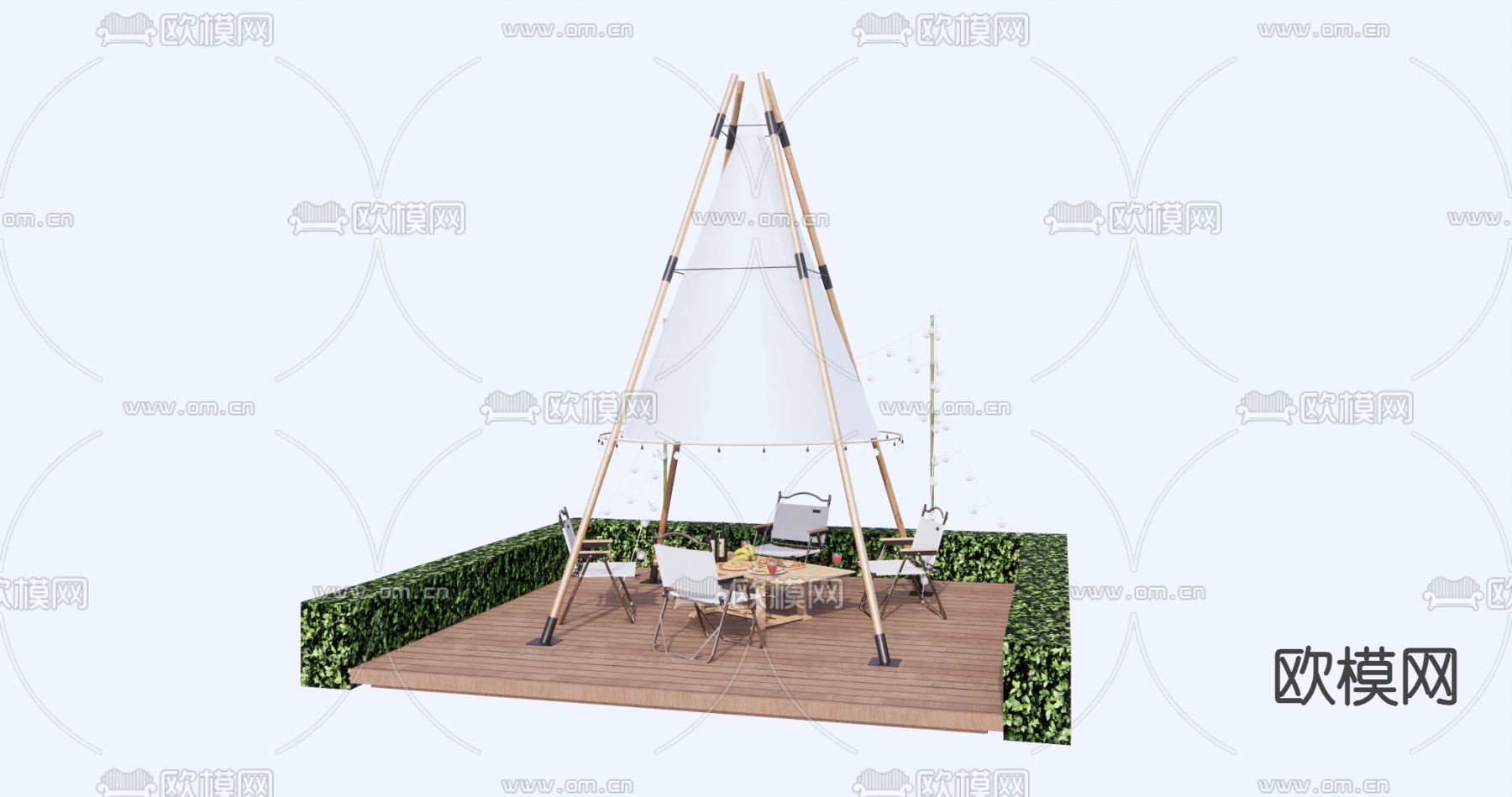 现代户外桌椅su模型