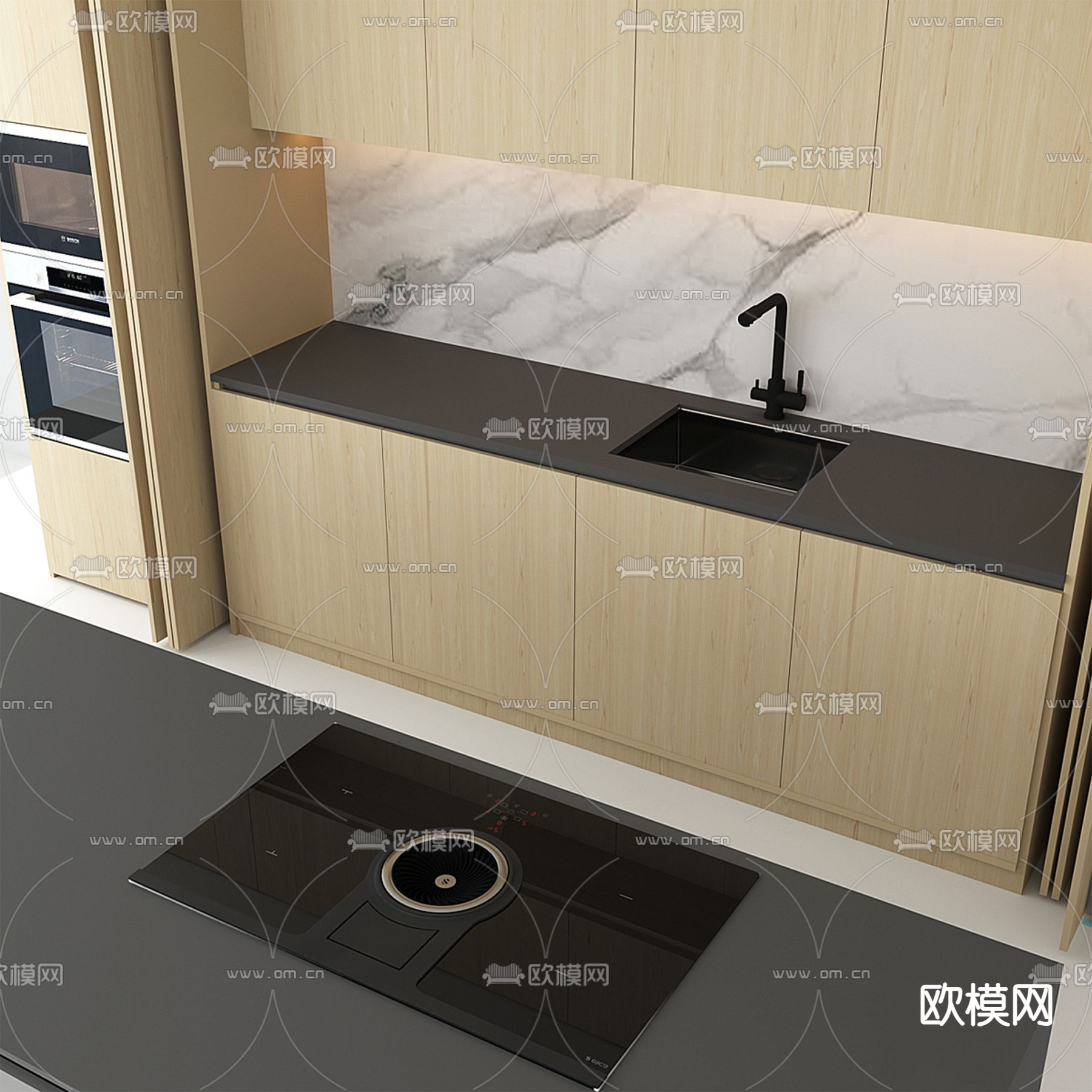 橱柜 中岛台3d模型下载（渲染图4）