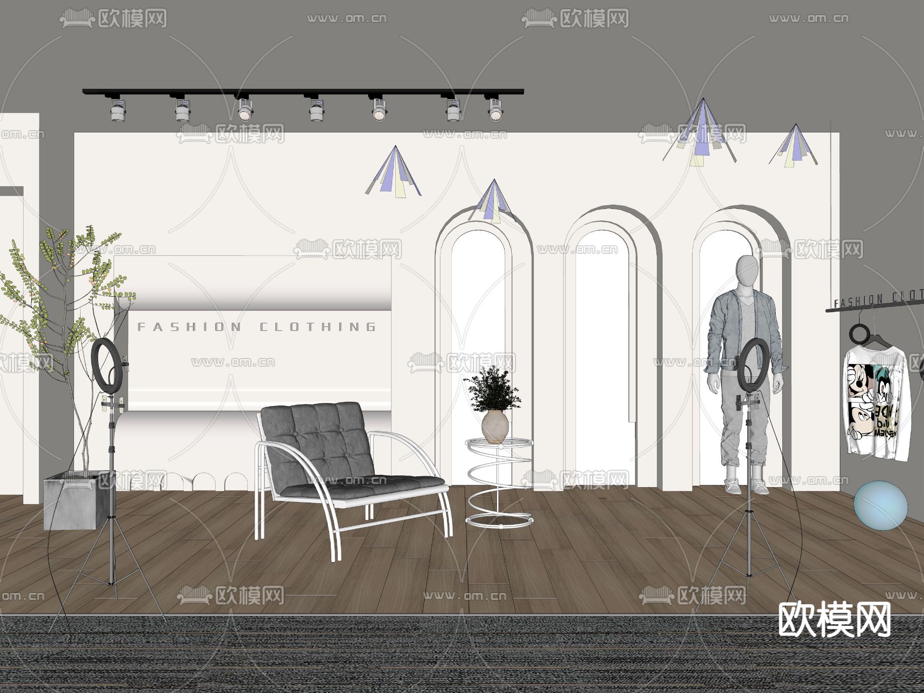 服装直播间su模型下载（渲染图2）