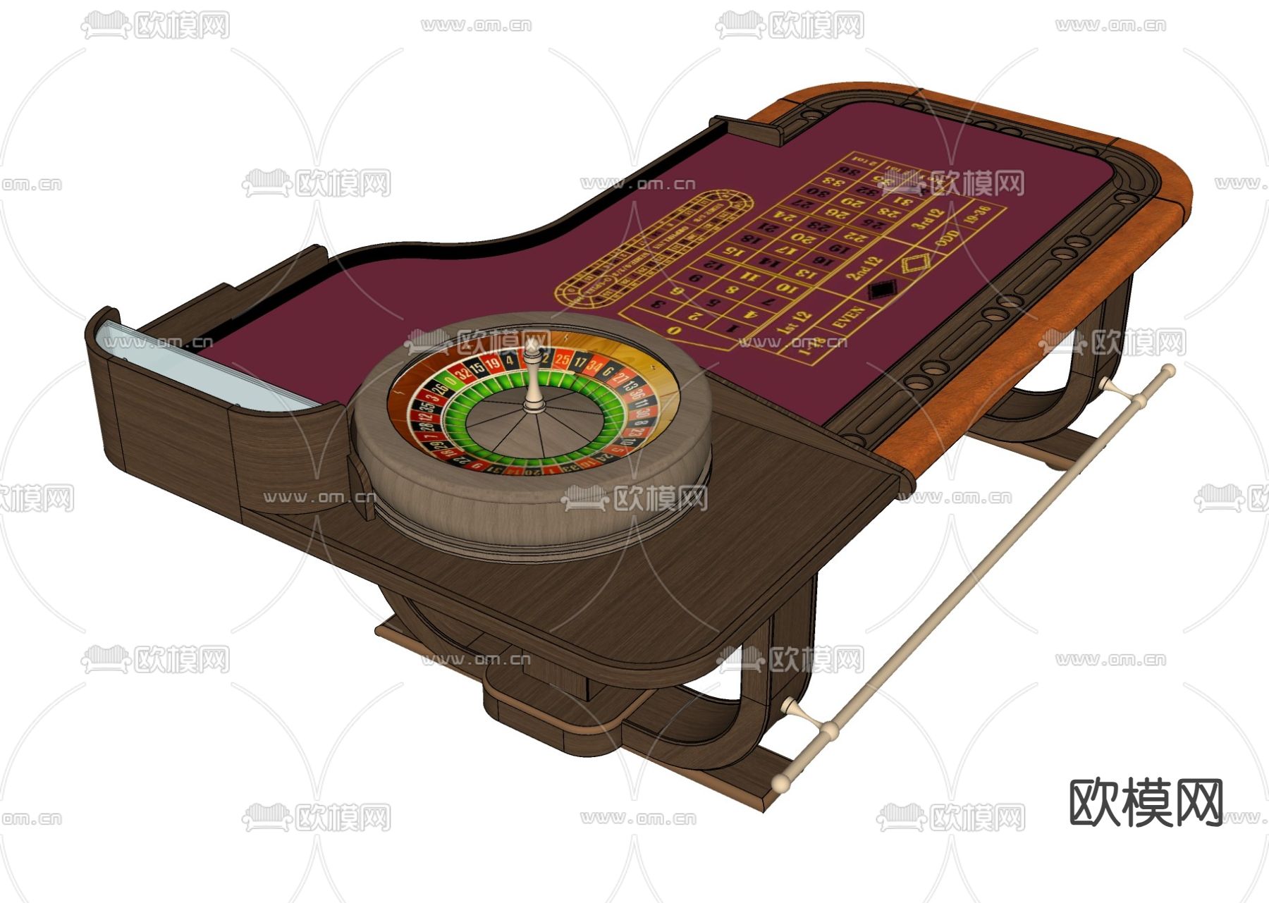 赌桌su模型下载（渲染图2）