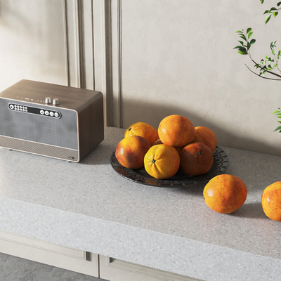  现代音响 果盘摆件su模型 