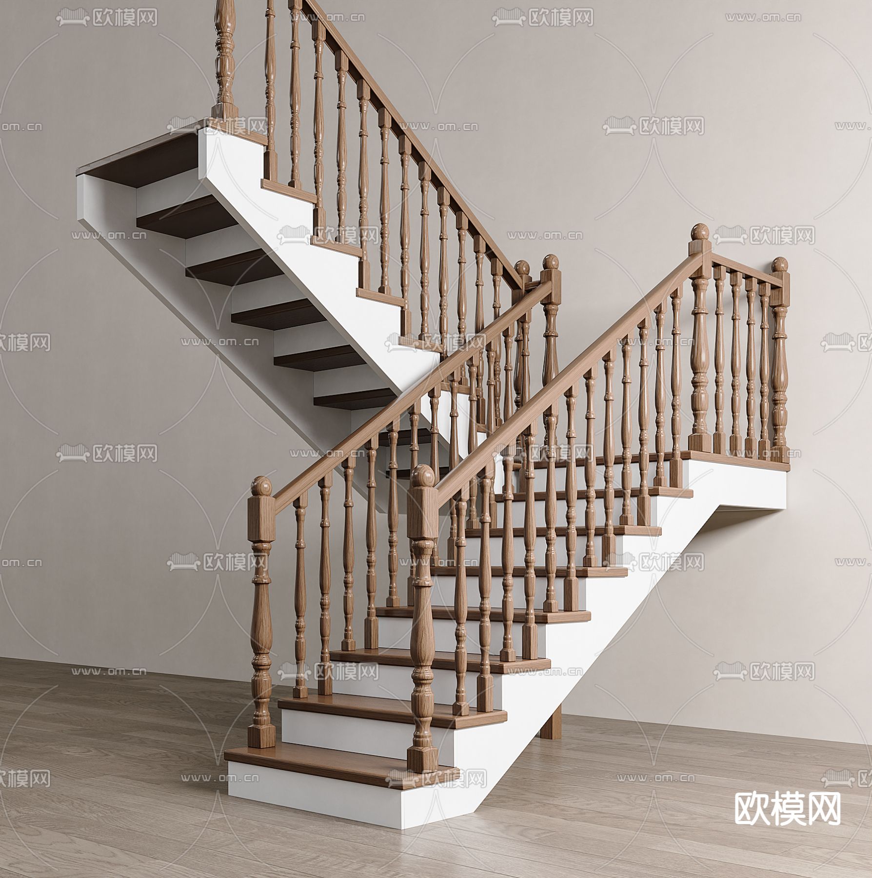 美式扶手楼梯su模型