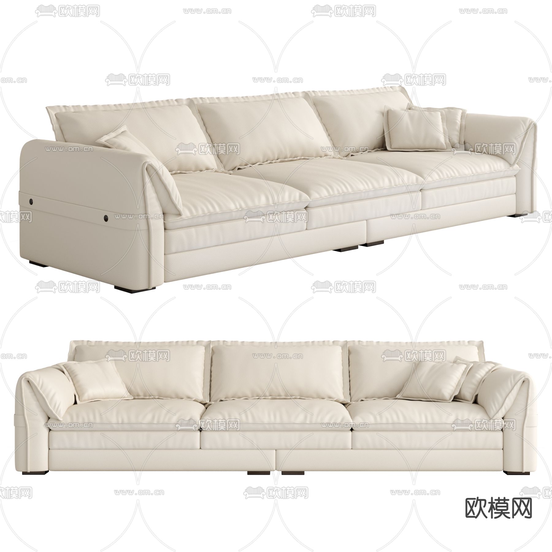 多人沙发 皮革沙发3d模型下载_ID14151225_3dmax免费模型-欧模网