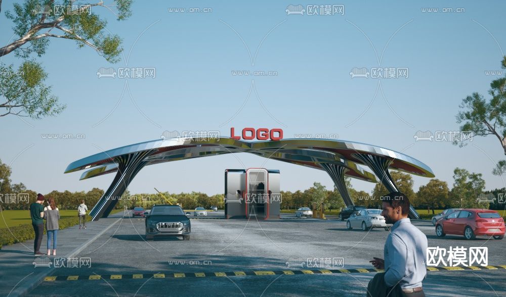 厂区大门 门卫 传达室3d模型下载