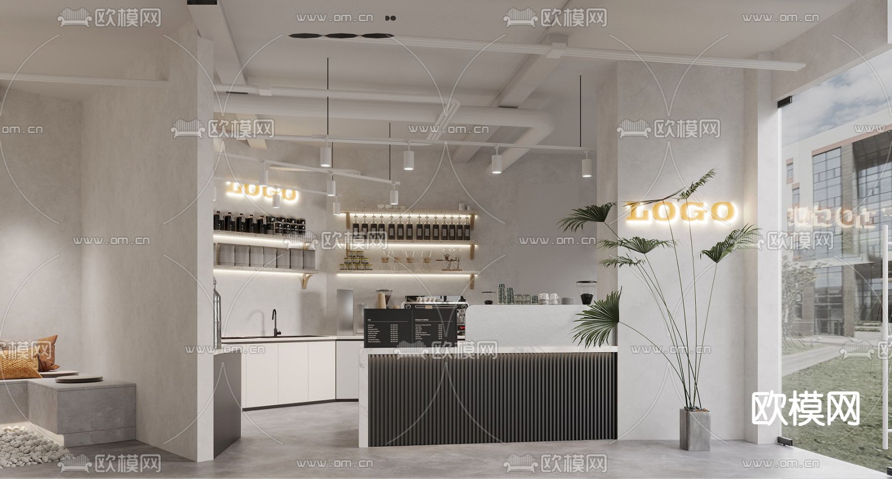 咖啡厅3d模型下载（渲染图2）