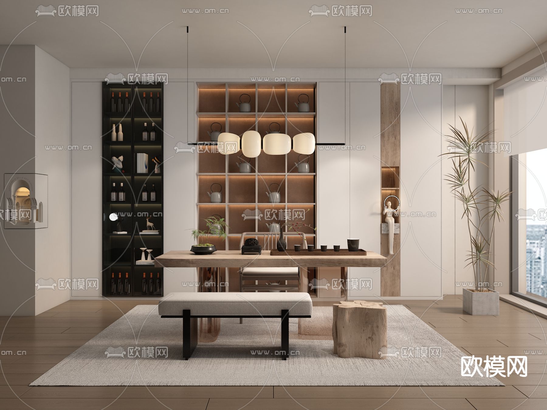 侘寂风茶室3d模型下载_ID14153479_3dmax免费模型-欧模网