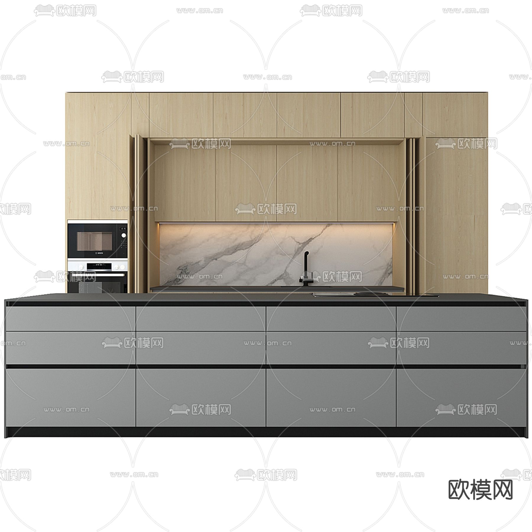 橱柜 中岛台3d模型下载（渲染图3）