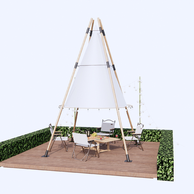 现代户外桌椅su模型