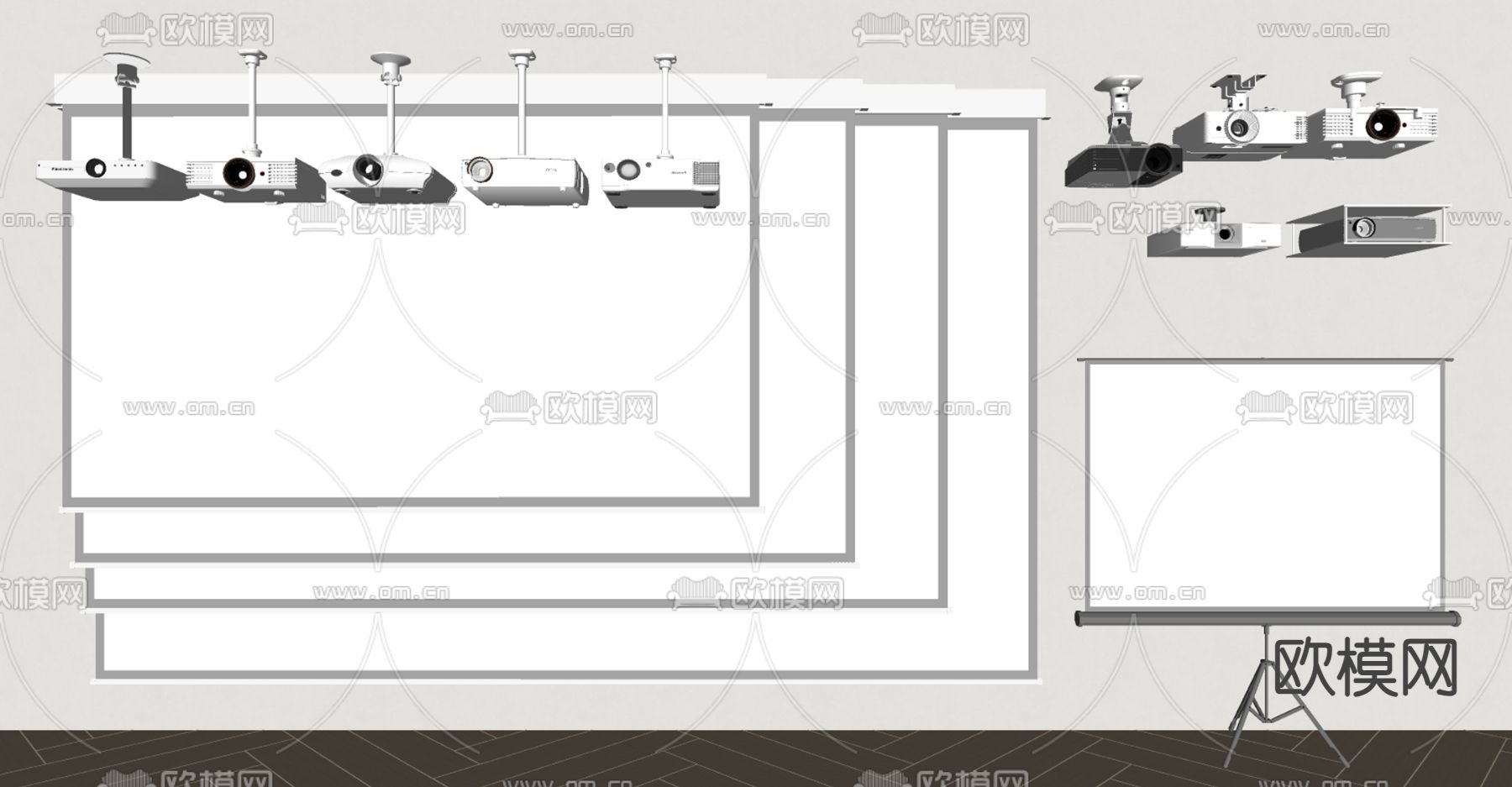 投影仪 投影幕布su模型下载（渲染图2）