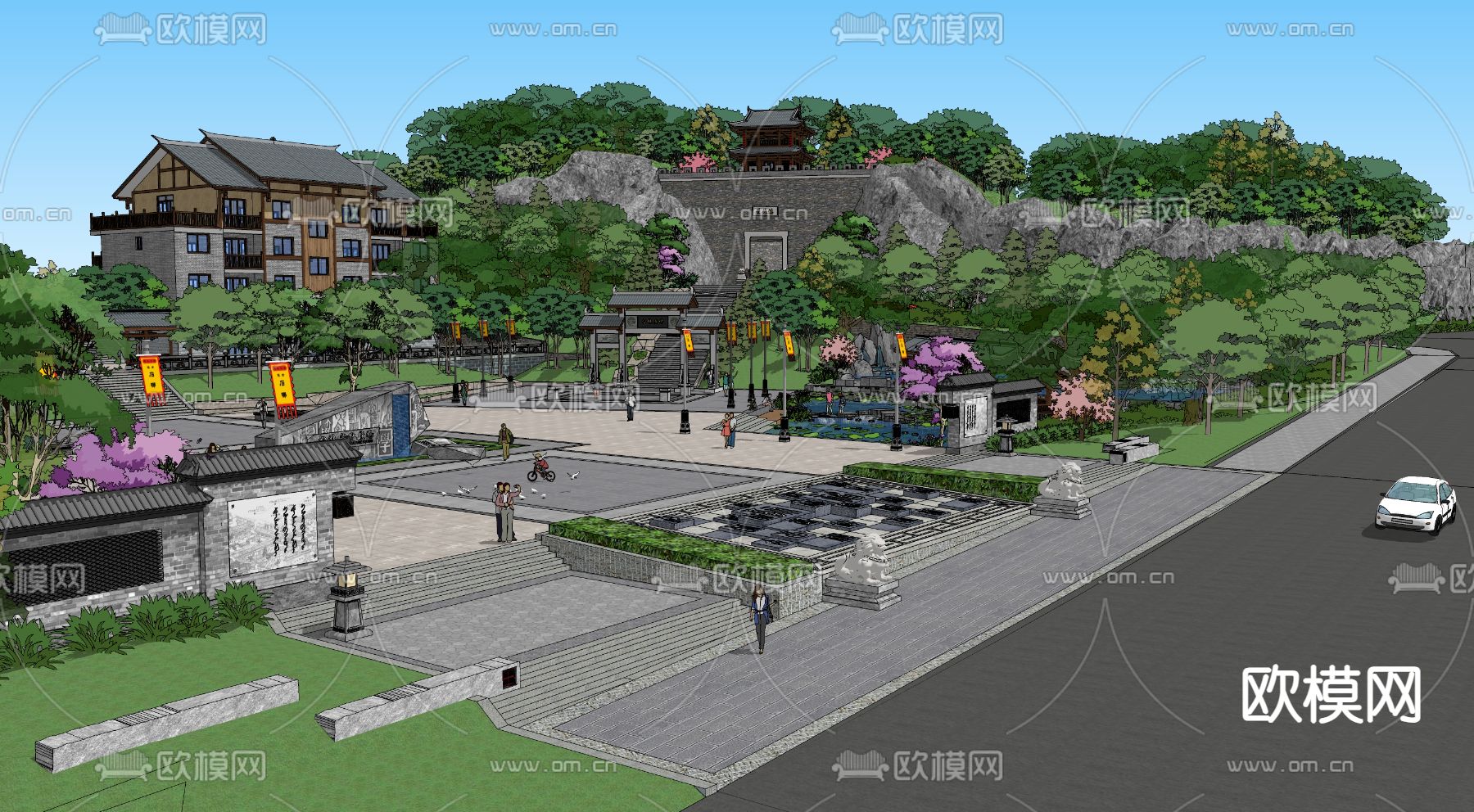 市民文化公园su模型下载（渲染图3）