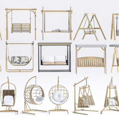  现代户外秋千su模型 