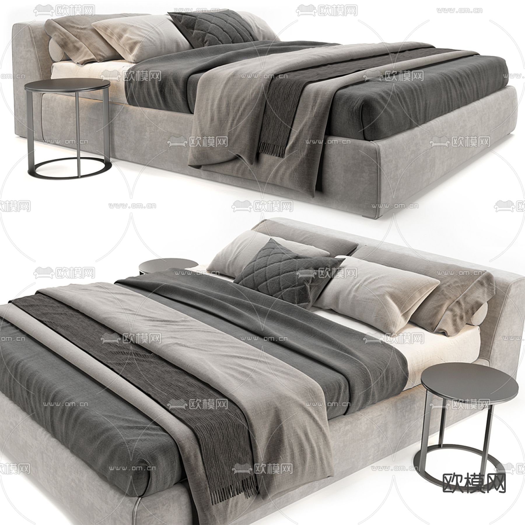 Meridiani 双人床 卧室床3d模型下载（渲染图2）