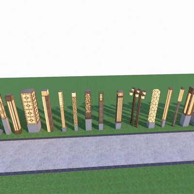  新中式庭院灯 户外灯su模型 