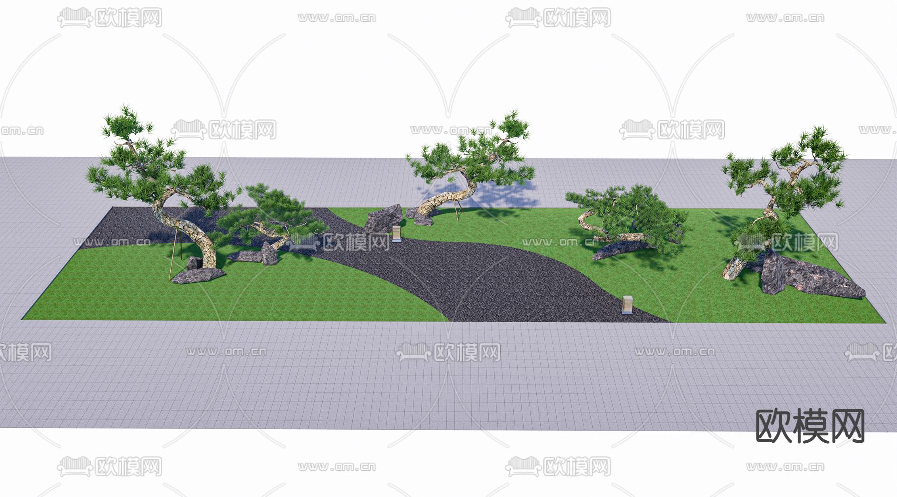 中式乔木松树 油松 黑松su模型下载（渲染图3）