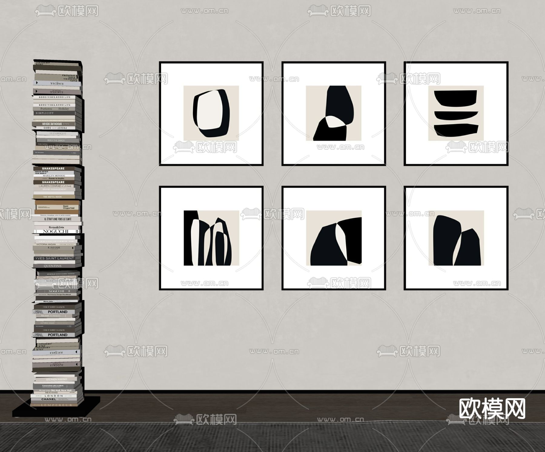 现代装饰画su模型下载（渲染图2）