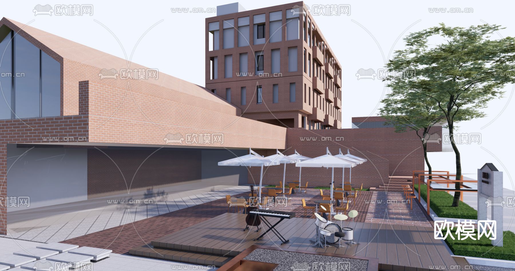现代露天休闲区su模型下载（渲染图2）