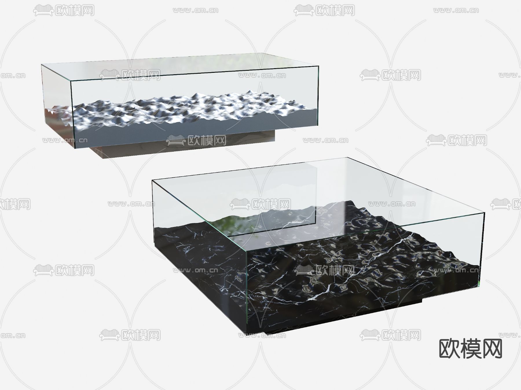 水波纹茶几su模型下载（渲染图1）