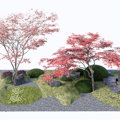 新中式微地形景观小品su模型