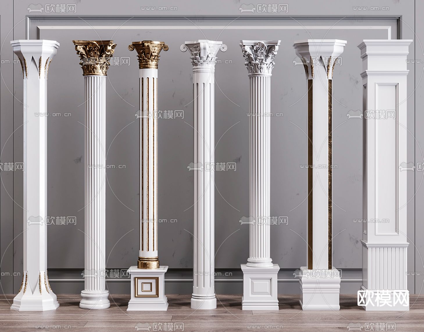 简欧柱子su模型下载（渲染图1）