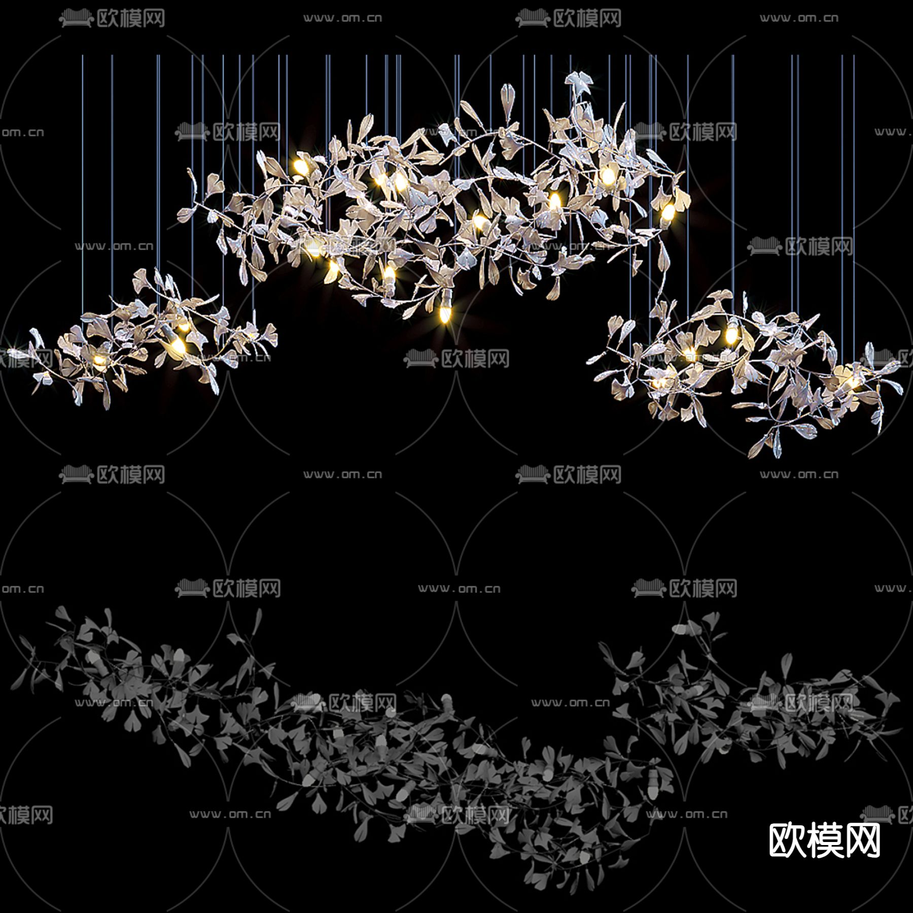 叶片装饰灯 花瓣吊灯3d模型下载