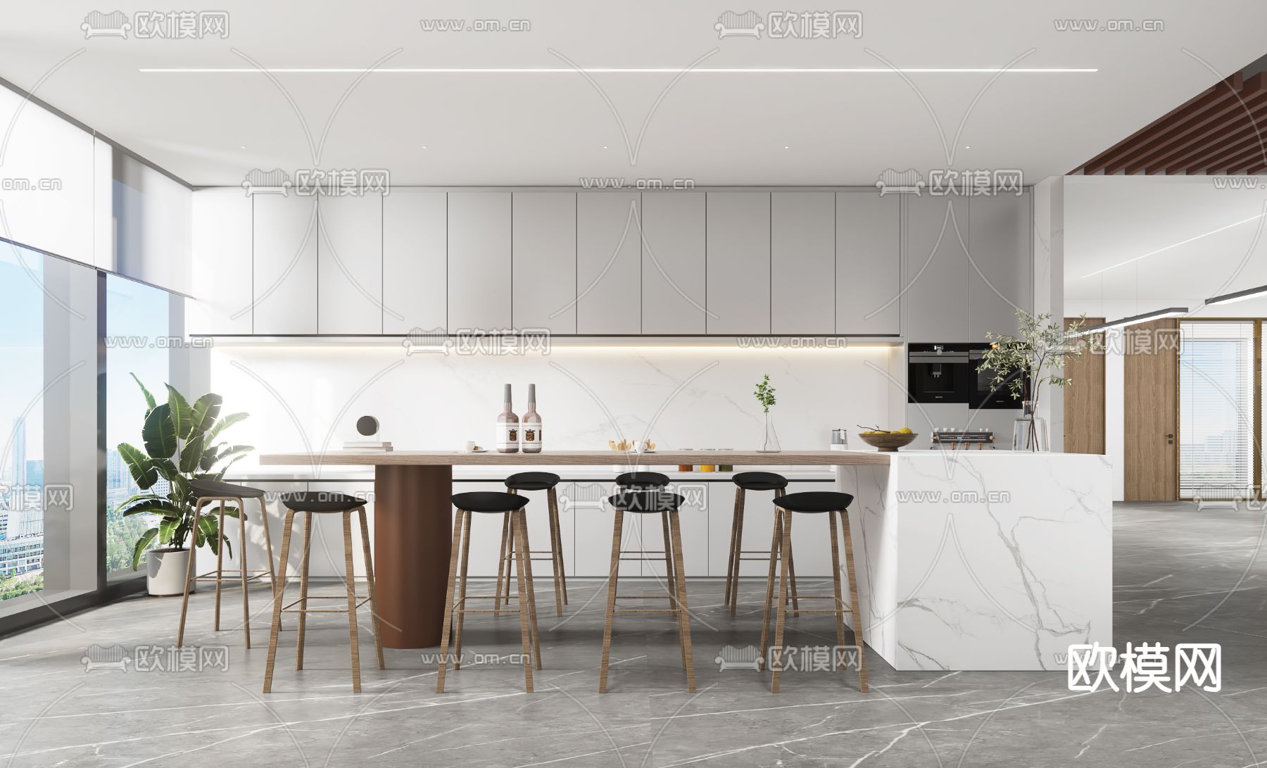 现代茶水间su模型下载（渲染图1）