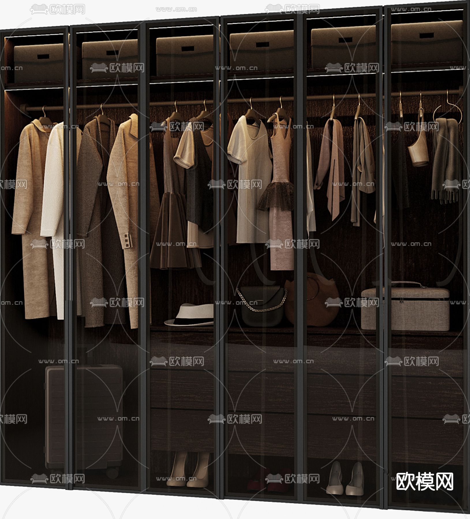 玻璃衣柜 衣橱3d模型下载（渲染图3）
