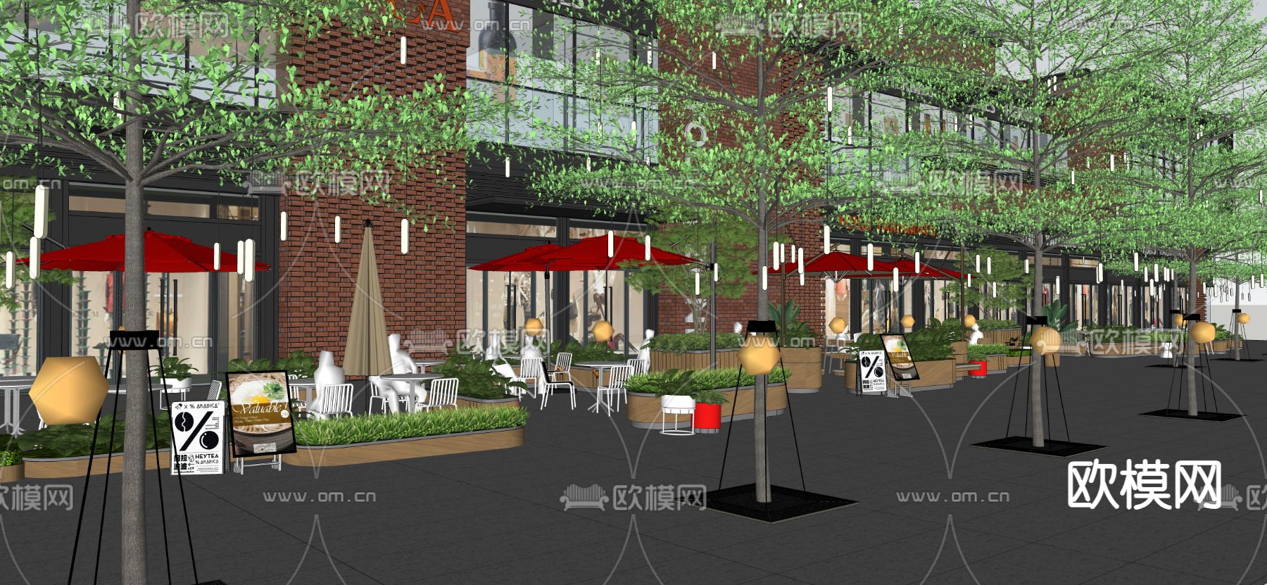 现代商业街su模型下载（渲染图3）