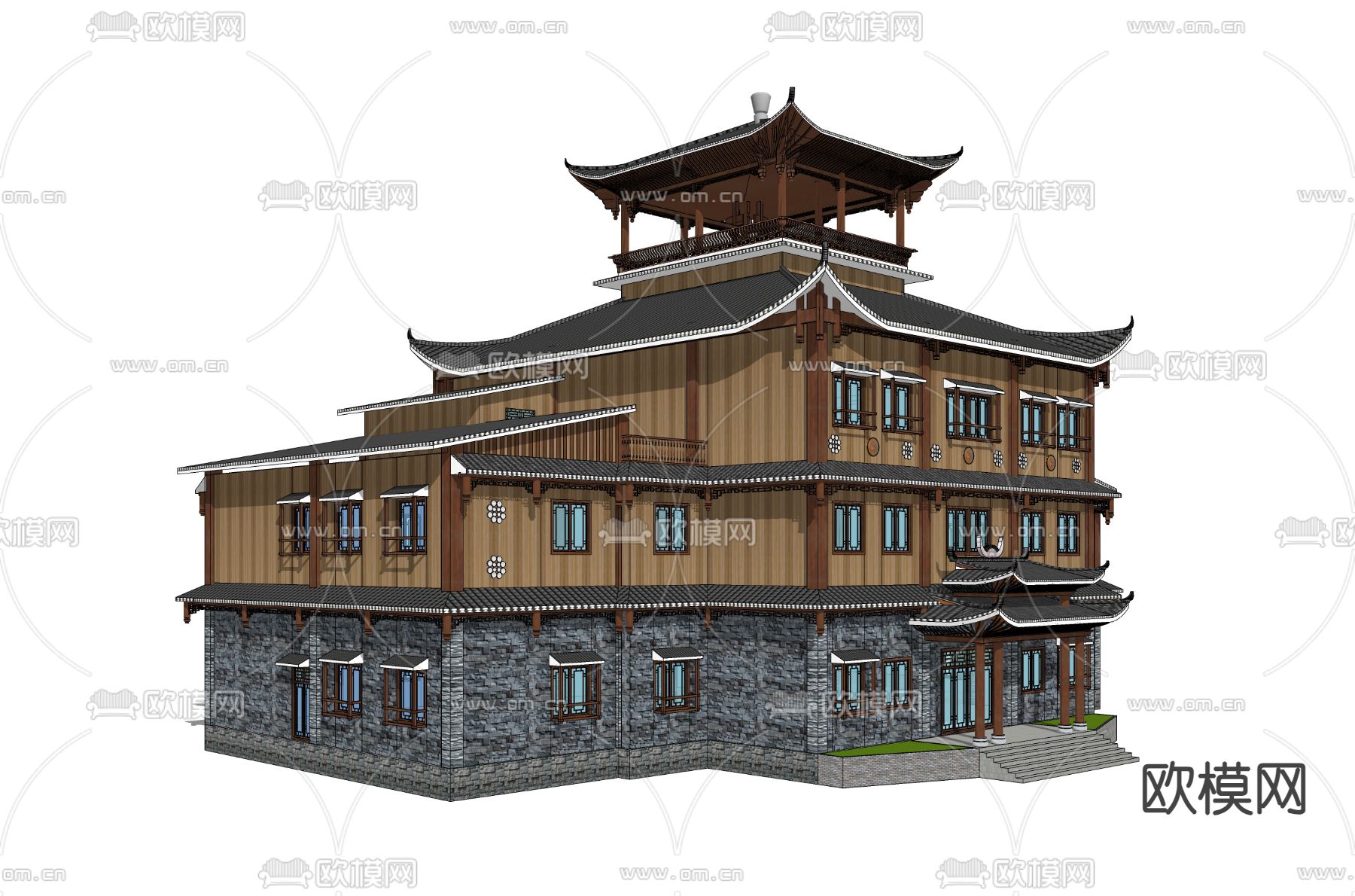 苗族风情建筑su模型下载（渲染图2）